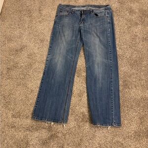 Cowgirl Tuff Blue Denim Jeans SZ 35.5/36,,Dark Wild Wooly Western Wide Leg